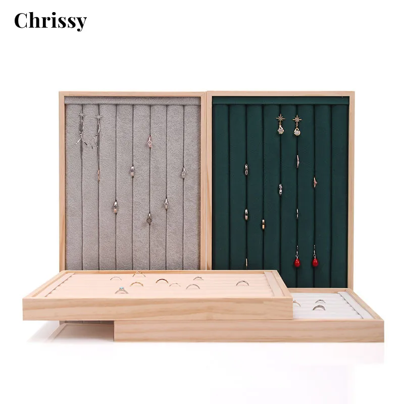 

Fashion Ring Display Plate Ear Studs Bracelet Jewelry Storage Box Wood Organizing Box Ring Tray