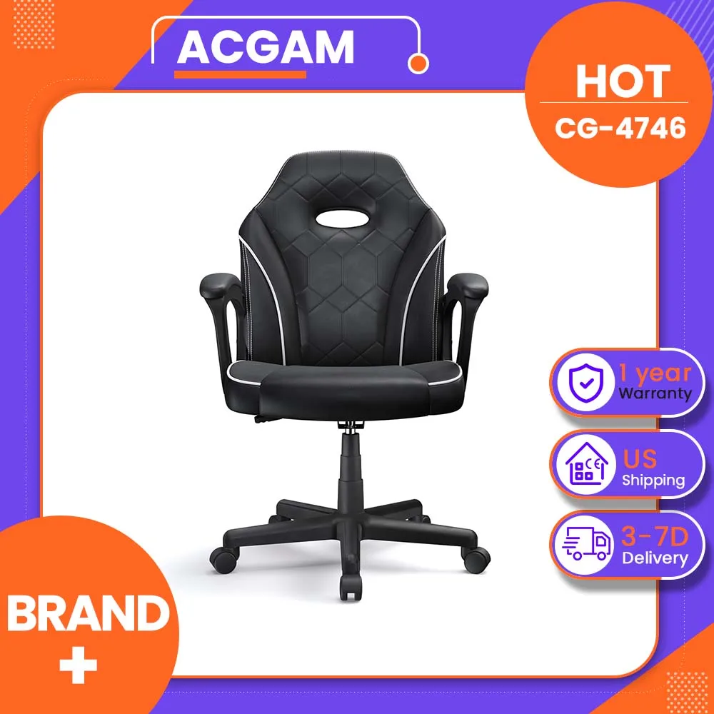 

ACGAM CG-4746 Gaming Office Chair, Ergonomic Foam Backrest, PVC Leather, Wide Seat, 360° Swivel, Height Adjustable, Padded Armrests, Nylon Base, 300lbs Capacity, 19.3"W Backrest, 20.6"H Backrest, 15.7-19.5"H Seat, 22.8-26.6"H Armrest