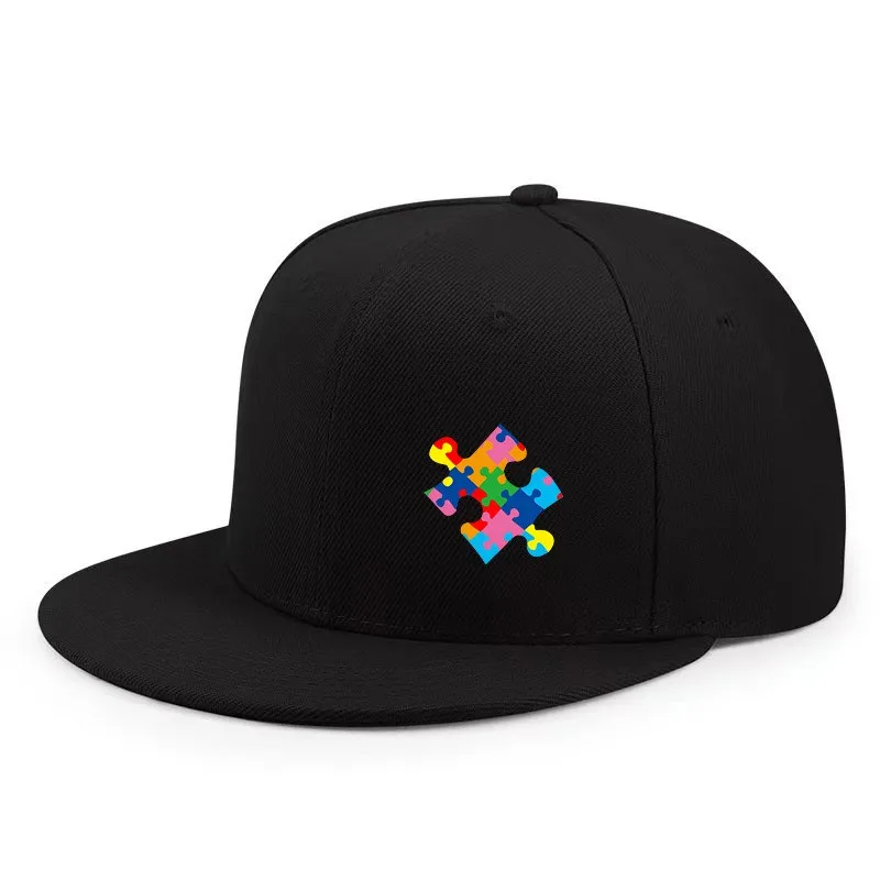 Colorful Puzzle Print Snapback Cap for Men Women, Versatile Urban Outdoor Casual Hat for Street Hip Hop Dance