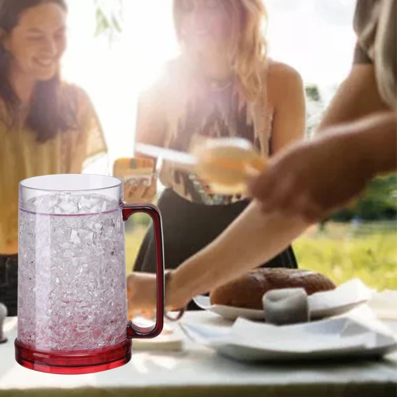 Freezer Ice Beer Mug Clear Cooling Wine Cup Double Wall Gel Frosty Beer Cup Drinking Glasses - view 3