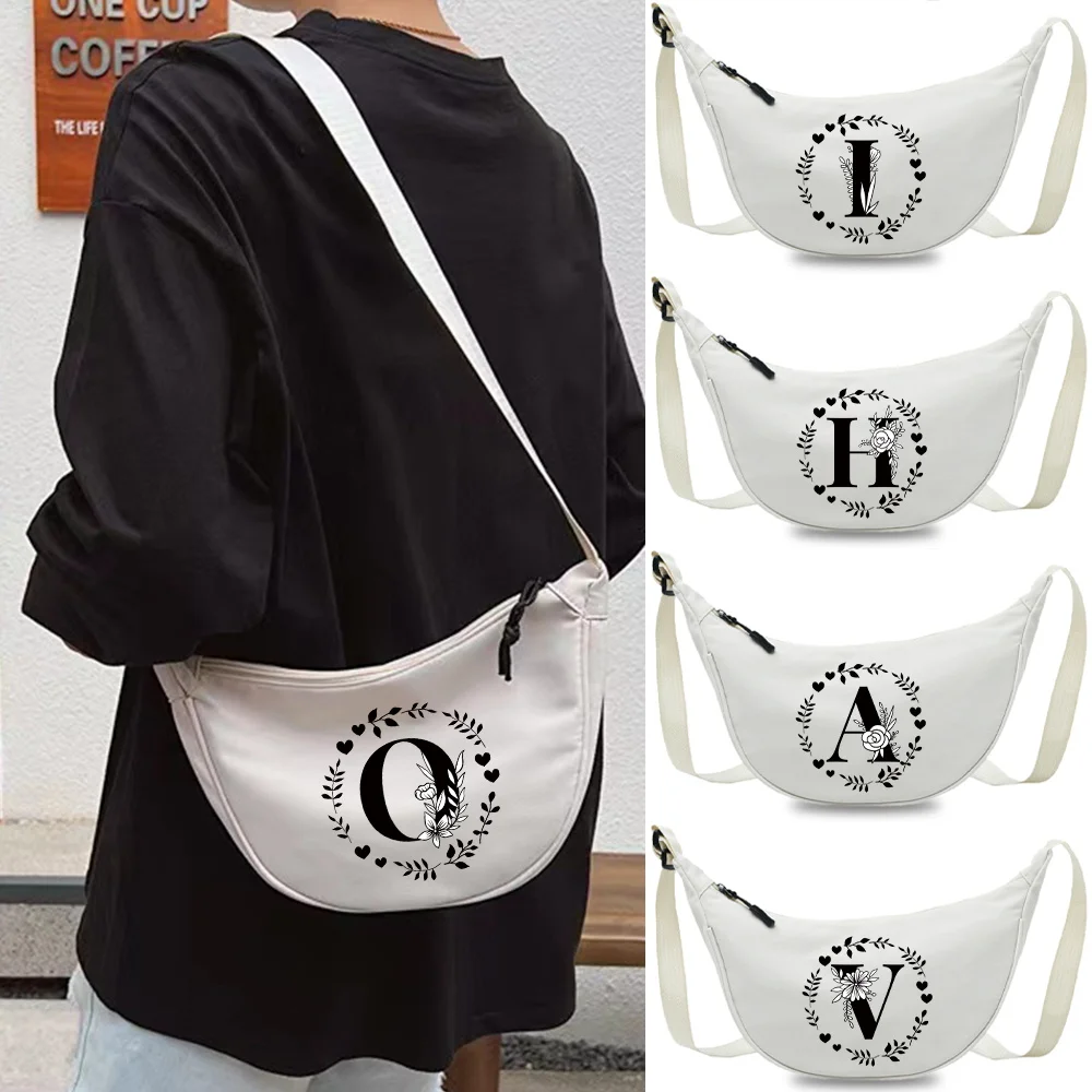 Shoulder Bag Crossbody Bag Outdoor Storage Tote Bags Women's Bag Handbag Printing Garland Letter Series White Female Messenger