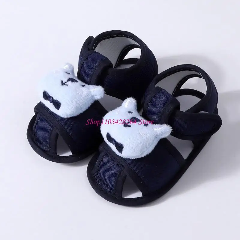 

Adjustable Infant Sandals Breathable Cotton Lightweight Design Anti Skid Bottom Shoes for Newborns Baby Boys Girls