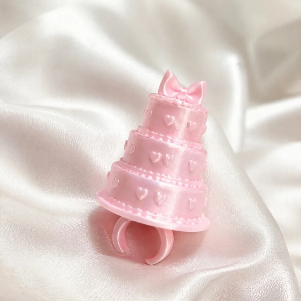 Romantic Elegant Mini Candle Ring Bow Knot Cute Birthday Cake Ring Lightweight Unique 3D Printing Ring Photo Props