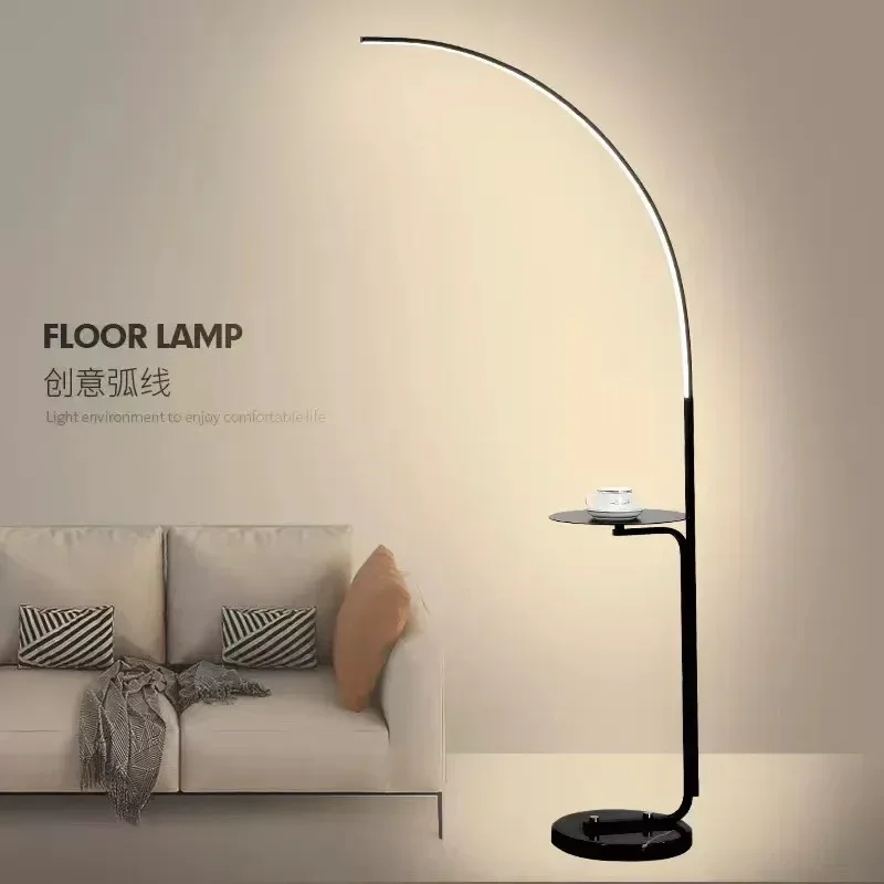 Nordic Minimalism Creative Modern Vertical Fishing Tricolor LED Floor Lamp for Living Room Bedroom Decoration Corner Reading