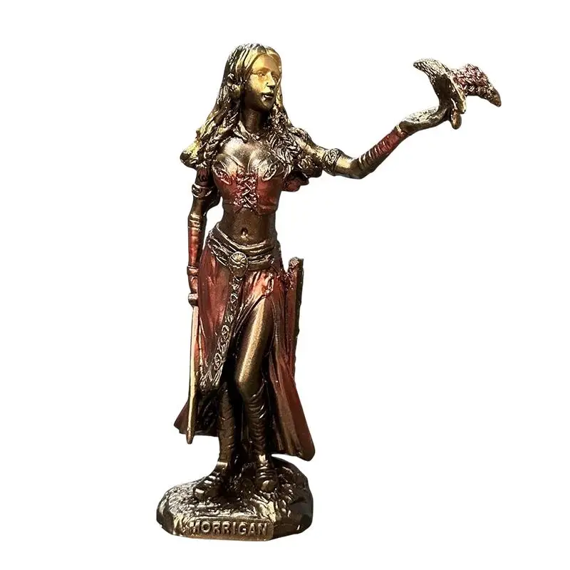Resin Morrigan  Goddess Statue Battle Themed Crow Figurine High Quality Home Decor Spiritual Gift