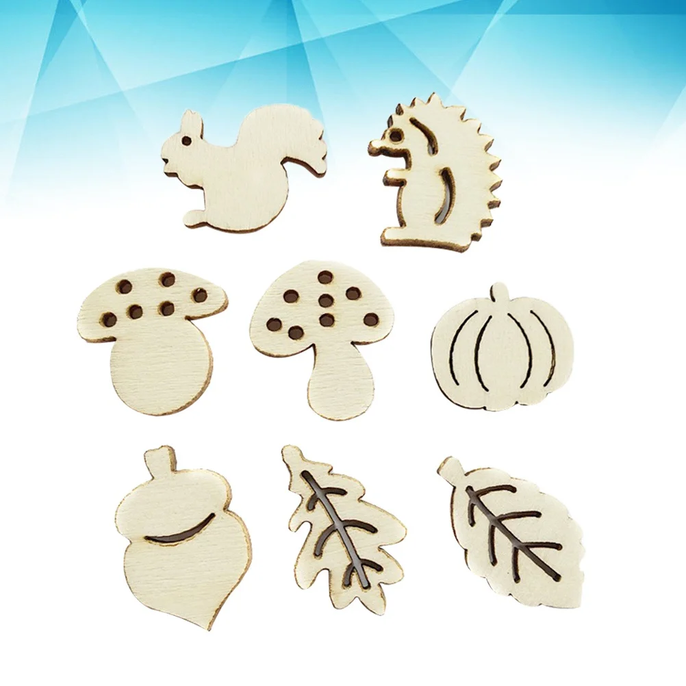 

100pcs Wood Animal Mushroom Leaf Pieces Diy Craft For Home Store Decor Activity Wooden Accessories Sewing Tools
