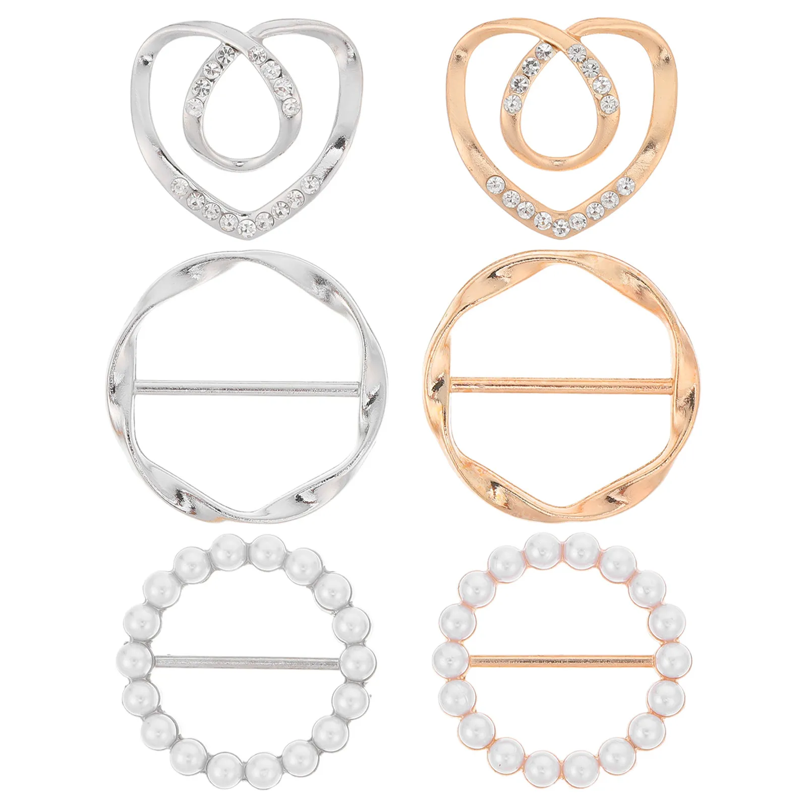 

6Pcs Silk Scarf Clasp Elegant Faux Pearl Round Clothing Clip for Women Scarf Buckle Shawl Clasp T Cinch Clip
