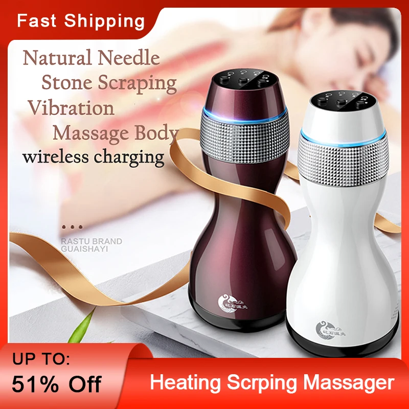 Nature Stone Gua Sha Therapy Body Massager Electric Scraping Anti Cellulite Stress Relief Massage Device Relaxation Treatments