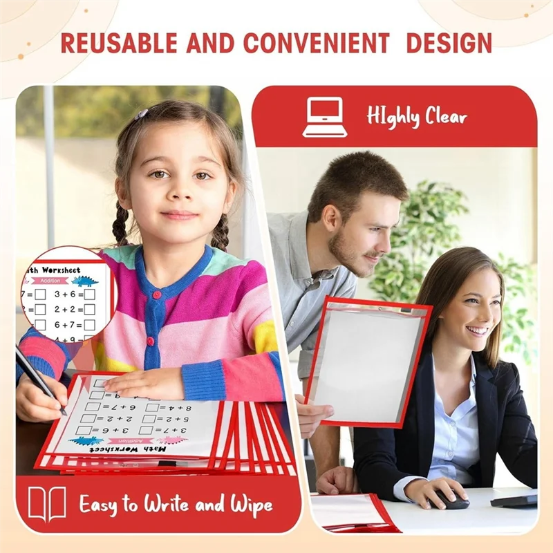 

25PCS File Folders 24X32cm Work Note Holder Dry Erase Pockets For Teachers Work Classroom Organization Supplies