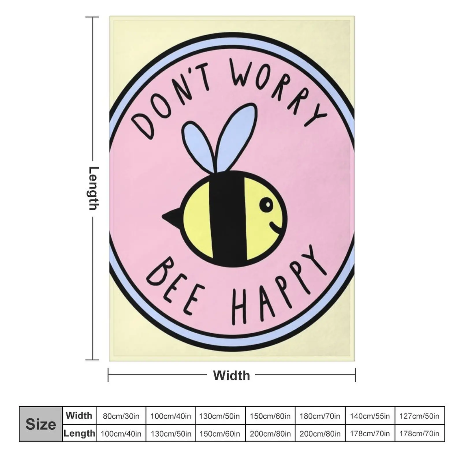 Don't Worry Bee Happy Throw Blanket funny gift Warm Hair Nap Blankets