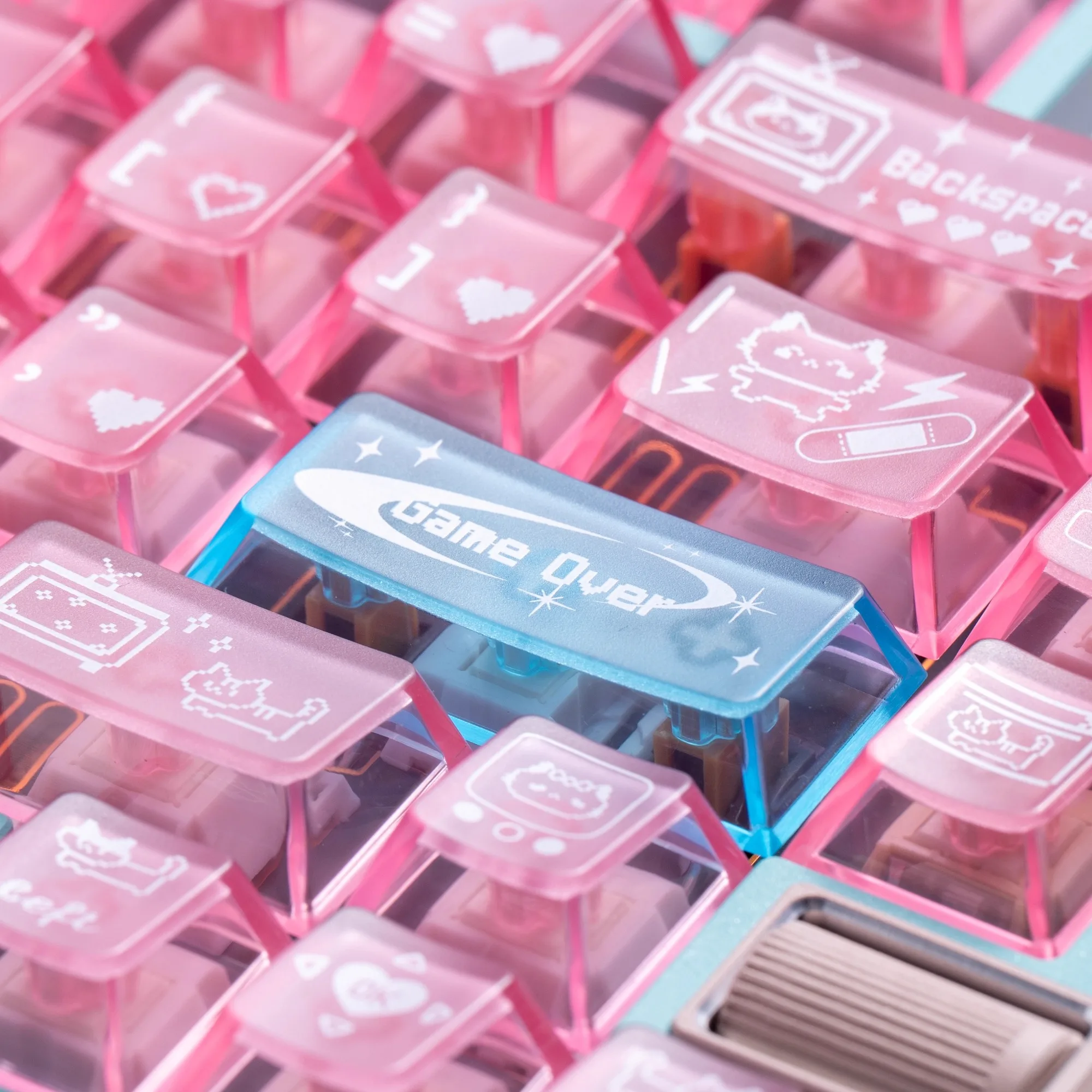 Copritasto trasparente satinato rosa da 109 tasti per tastiere meccaniche da gioco MX Switch 87% layout Materiale PC Copritasti con profilo Cherry