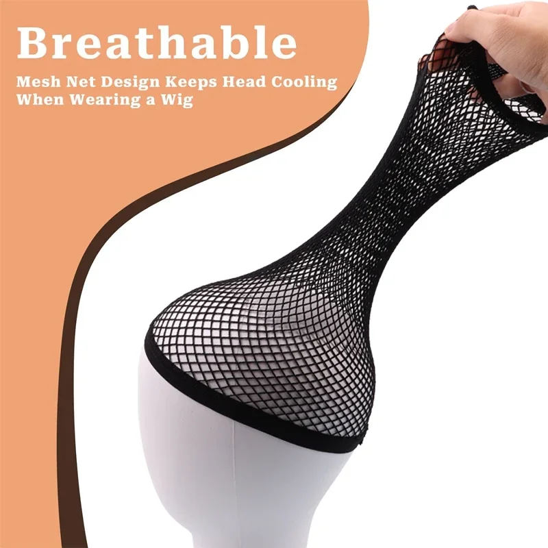 Stretchy Wig Cap Open End Hair Net Double Long Tube Mesh Net for Wig Styling Wig Making Accessories Wholesale