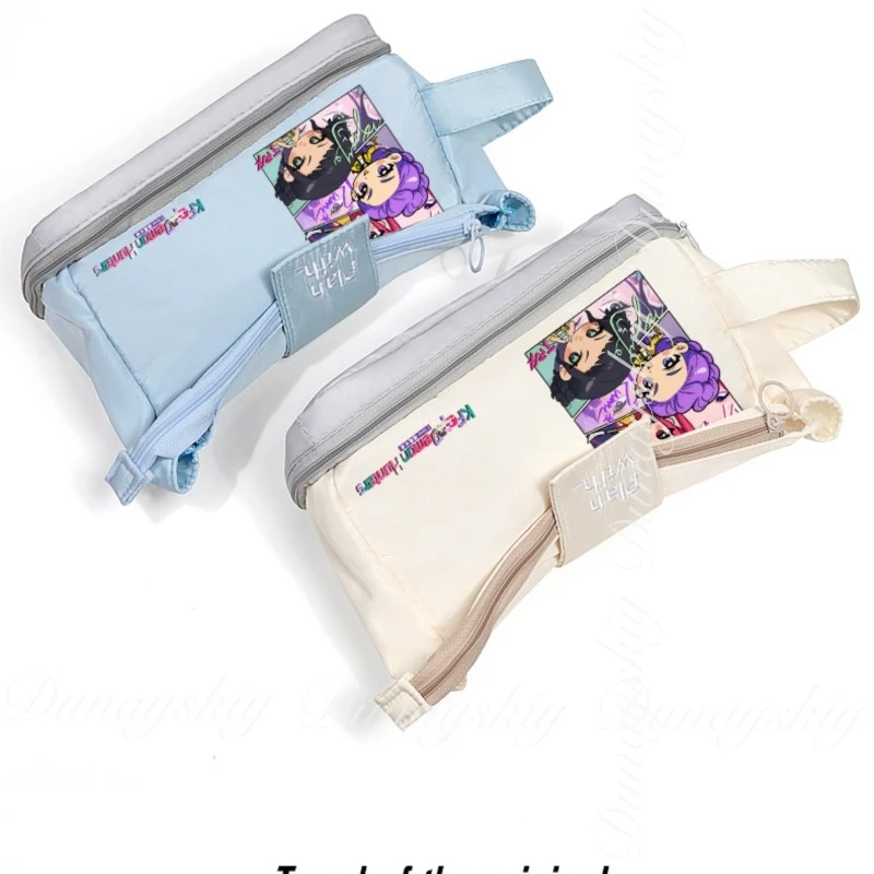 KPop Demon Hunters película Zoey Rumi Mira con el perímetro Beige y azul claro de estuche para lápices disfraz de Cosplay individual de dos estilos