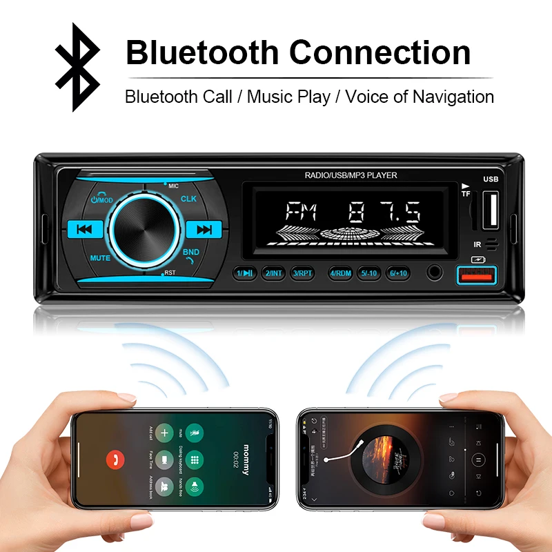 1din Car Radio Stereo Multimedia MP3 Player Stereos For Car Universal With Bluetooth FM 12V ISO Power 60W Aux Input USB