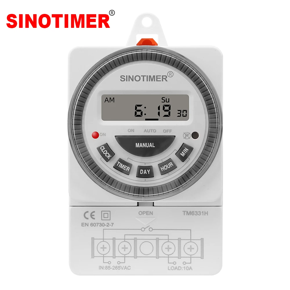 230Vac 7 Days Weekly Programmable Digital Timer Lighting Switch Output 220V Voltage Inside Battery with Dustproof Cover