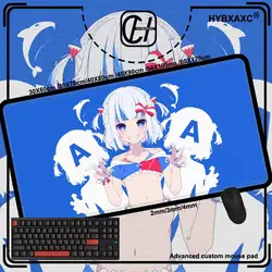 Gawr Gura Hololive Anime Girl teclado mouse pad Gaming mousepad Speed Desk Mat Laptop Gaming Mats For Office Carpet Desk Acces