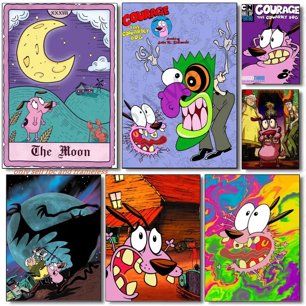 Cartoon C-COURAGE The C-Cowardly Dog Poster Wandkunst-Poster, geeignet für Clubs, Wohnzimmer, Schlafzimmer