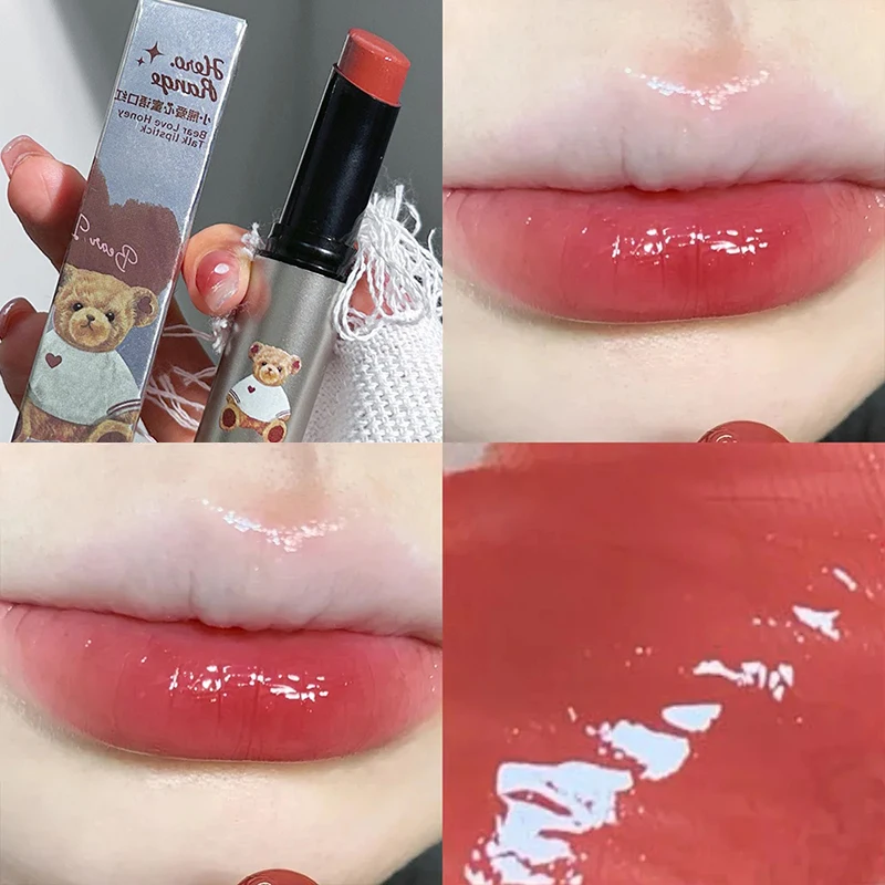 Spiegel Water Jelly Lipsticks Buis Schattige Beer Hydraterende Blijvende Effen Lippenbalsem Waterdicht Naakt Roze Lipgloss Make-Up Cosmetica