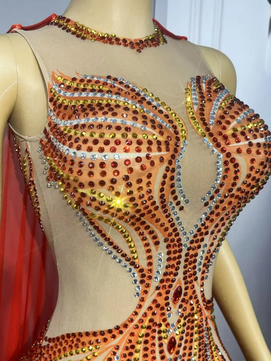 Festival Celebrate Birthday Party Long Cloak Floor-length Dress Night Event Show Evening Gown Sparkly Rhinestone Wear Huoshaoyun