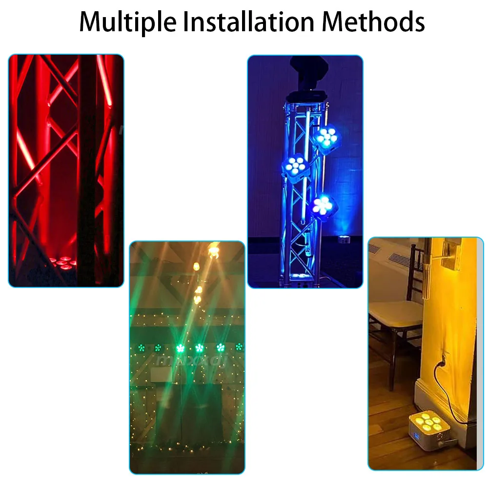 6 szt. Uplight 6x18W RGBWA+UV 6-w-1 Bezprzewodowe, Zasilane Bateryjnie LED Par Light WIFI Pilot Zdalnego Sterowania DJ Światło Ślubne