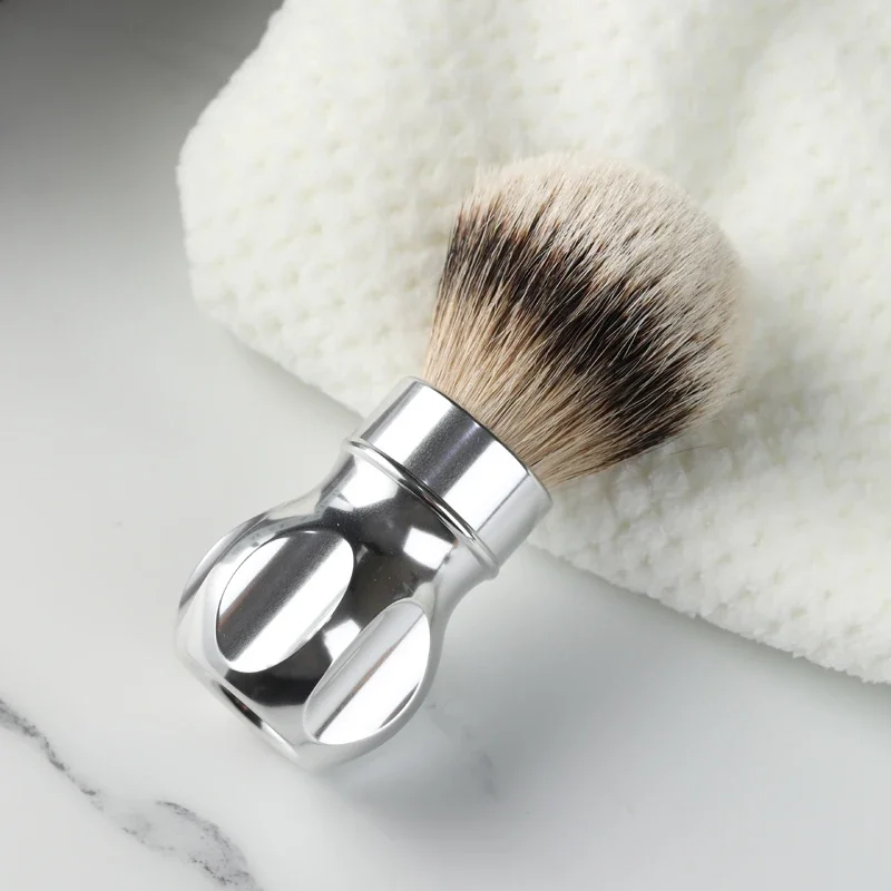 YAQI Minimalism Gemini 24mm Anodized Metal Handle Silvertip Badger Hair Shaving Brush For Mens Porfessional Care Face Tool