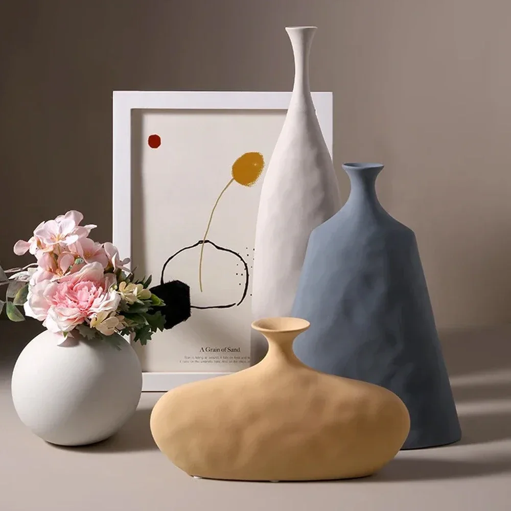 Ceramic Vase Ornaments TV Cabinet Morandi Home Living Room Geometric Irregularity Model Room Dining Table Atmosphere Handicrafts