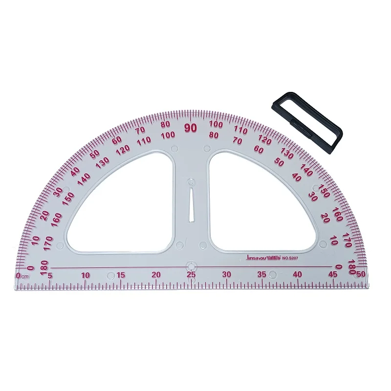 50cm Transparent Protractor with Handle Large Plastic Ruler Math Physics Teacher Drafting Supplies Transportador De Angulos