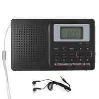 CS‑106 Full Band Radio Mini FM/AM/SW/MW Receiver with Digital Clock Earphone AM/FM Radio