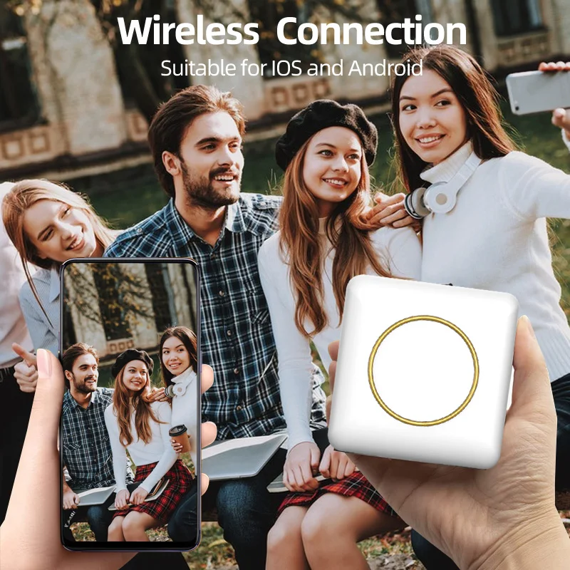 Mini Thermal Printer Bluetooth Wireless Inkless Printer Photo Sticker Adhensive Note Printing Portable Pocket Office Printer.