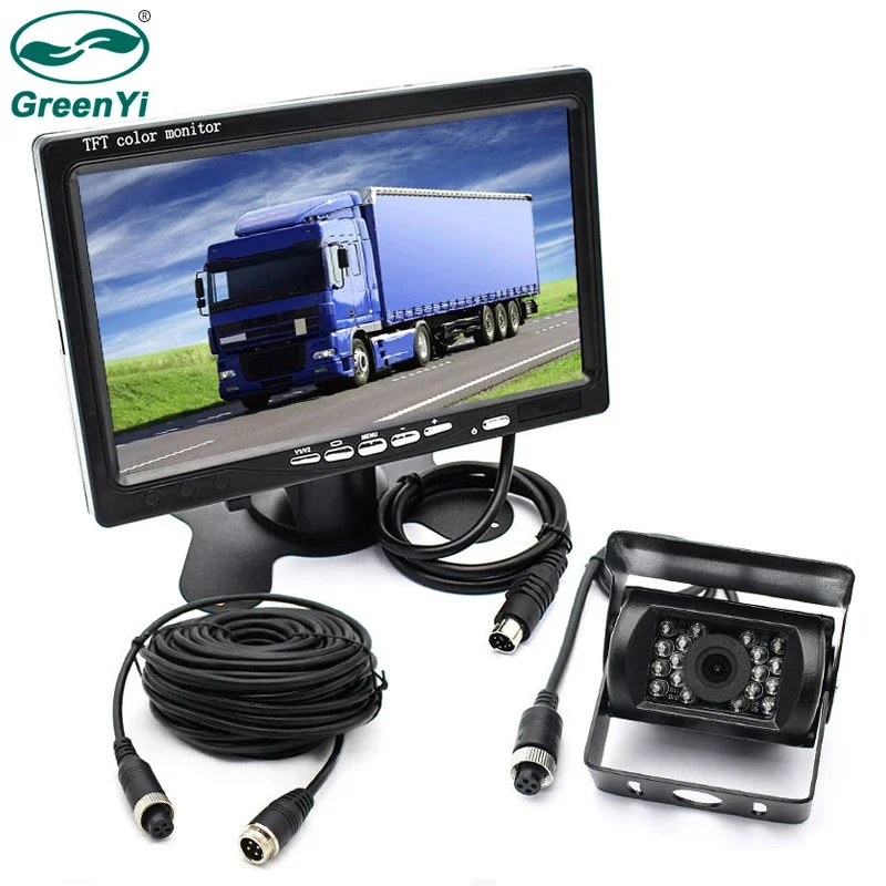 CICMOD Caméra De Recul 7 Pouces TFT LCD + 18 LED IR Étanche IP68 - Système Aide Stationnement 12V-24V Pour Camion, RV, Remorque