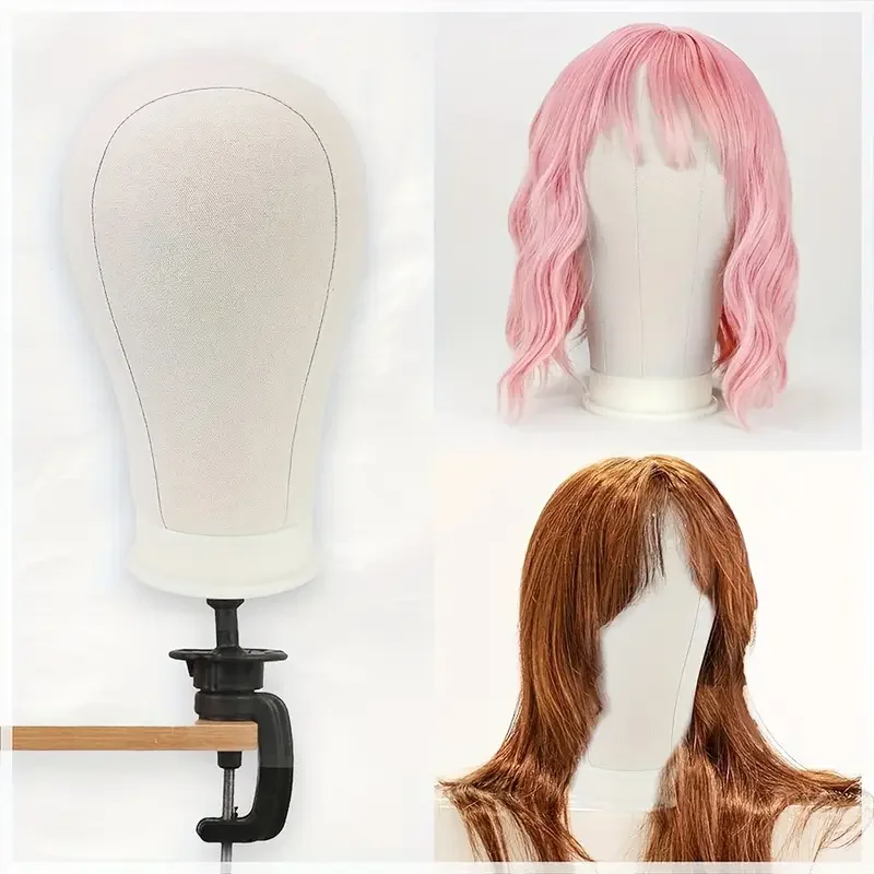 22 بوصة قماش شعر مستعار رئيس حامل عارضة أزياء رئيس طوي شعر مستعار حامل مجموعة لصنع العرض مع الجدول المشبك ، غطاء شعر مستعار ودبابيس T #4
