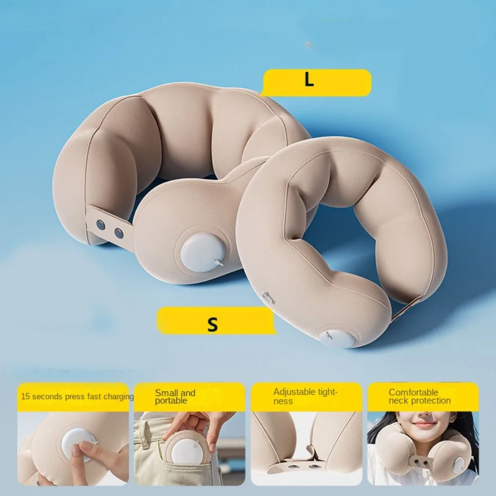 

Pressed Inflation Inflatable Travel Pillow Comfort Lightweight U-shaped Pillow with Storage Bag Foldable Neck Support Cushion