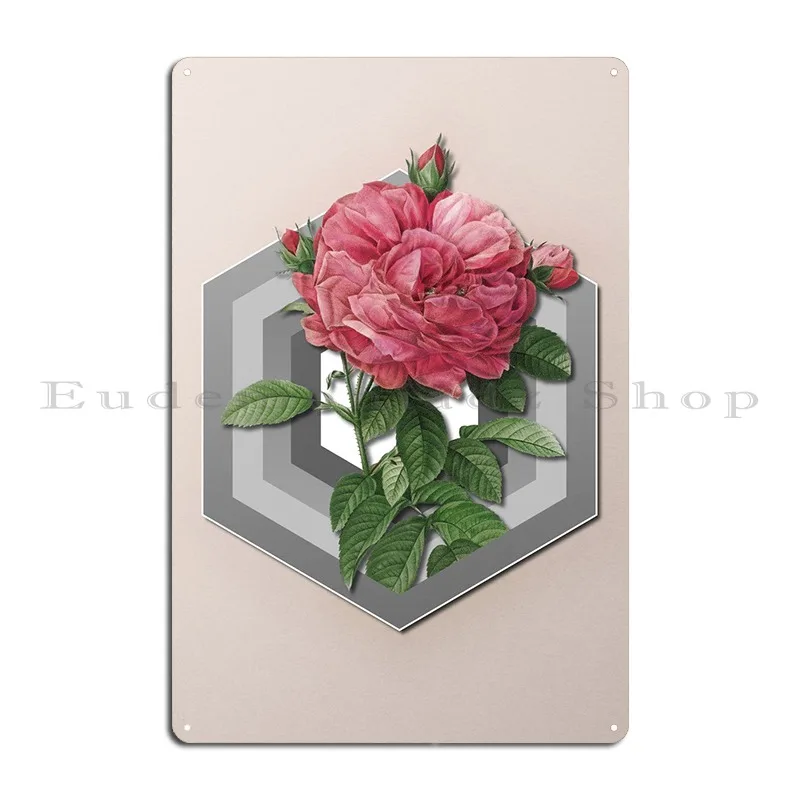 Giant Rose On Paper Shapes Metal Plaque Poster Design Wall Decor Designing Iron Club Tin Sign Poster