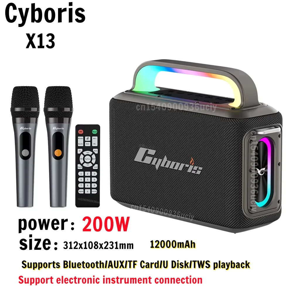 

X13 Caixa De Som Bluetooth 200W High Power Stereo Super Bass Speaker With Dual Mic 12000mAh Battery Home Theater Sound System