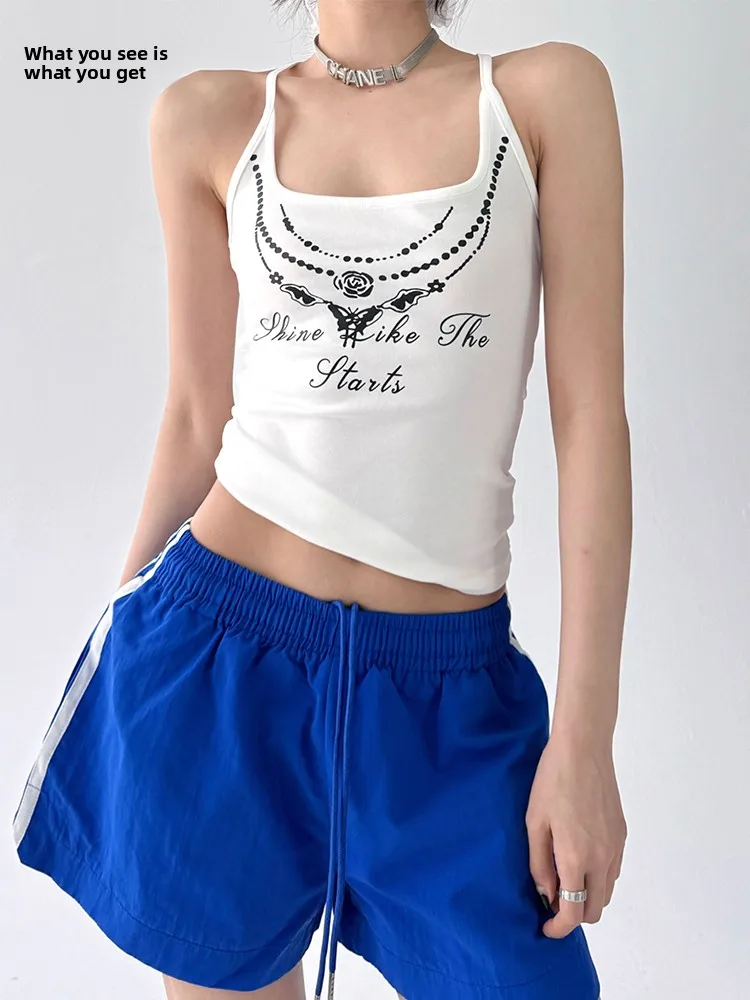 

Белая майка с буквенным принтом American Sle Spicy Girl, женская утягивающая уникальная маленькая майка из смеси хлопка и полиэстера, длина ort