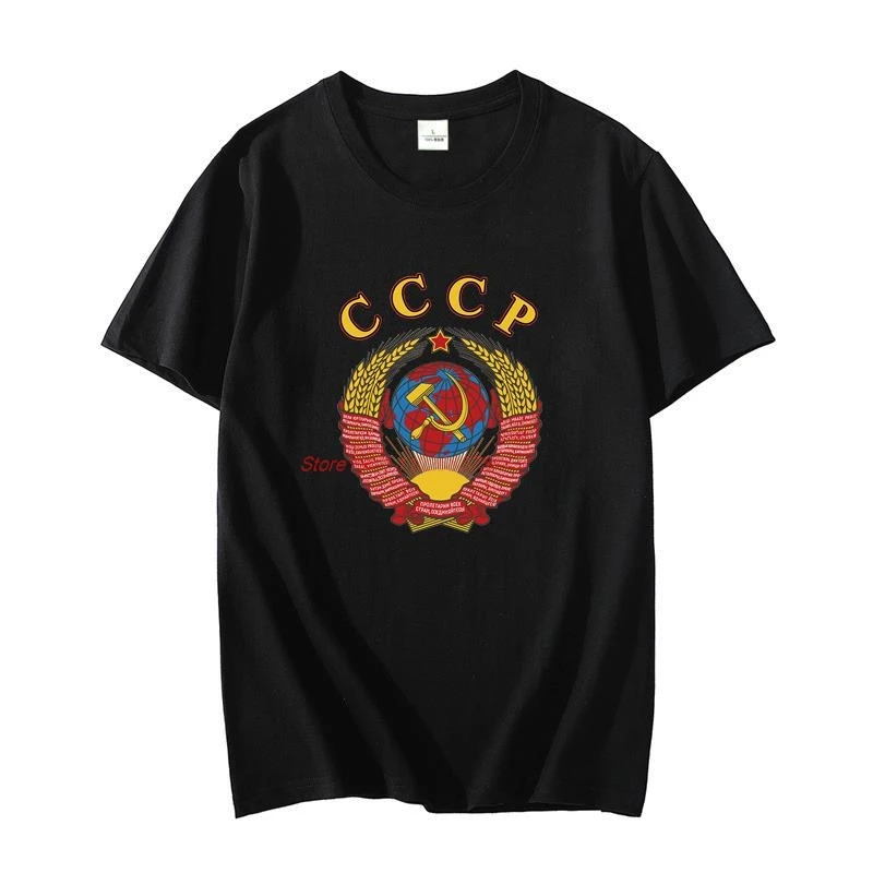 Russian Classic graphic t shirts With Ussr Emblem And Anthem Cotton Oversized t-shirt short sleeve t-shirts Men\'s clothing