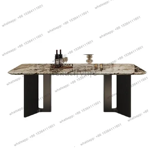 Italian light luxury marble dining table home modern simple luxury stone dining table high sense