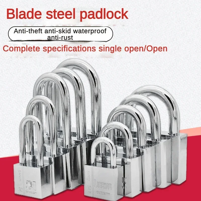 Door Padlock Anti-theft Lock Imitation Stainless Steel Lock Head Outdoor Waterproof and Rust Proof Open Padlock