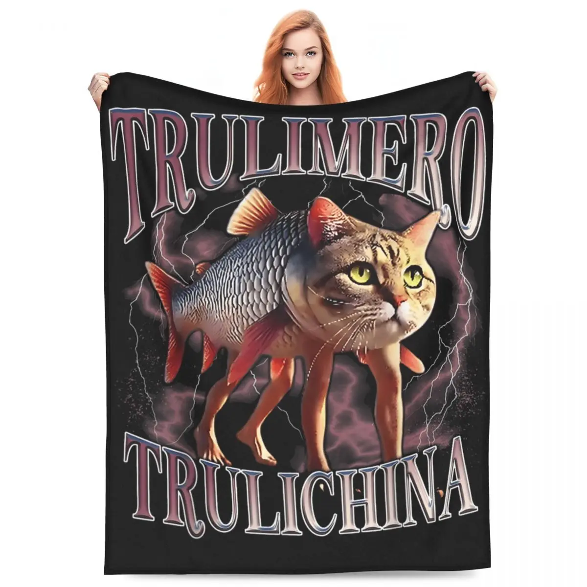 

Trulimero Trulicina Funny Italian Brainrot Meme Humor Gen Z Blankets Camping Flannel Throw Blanket For Home Decor Super Soft