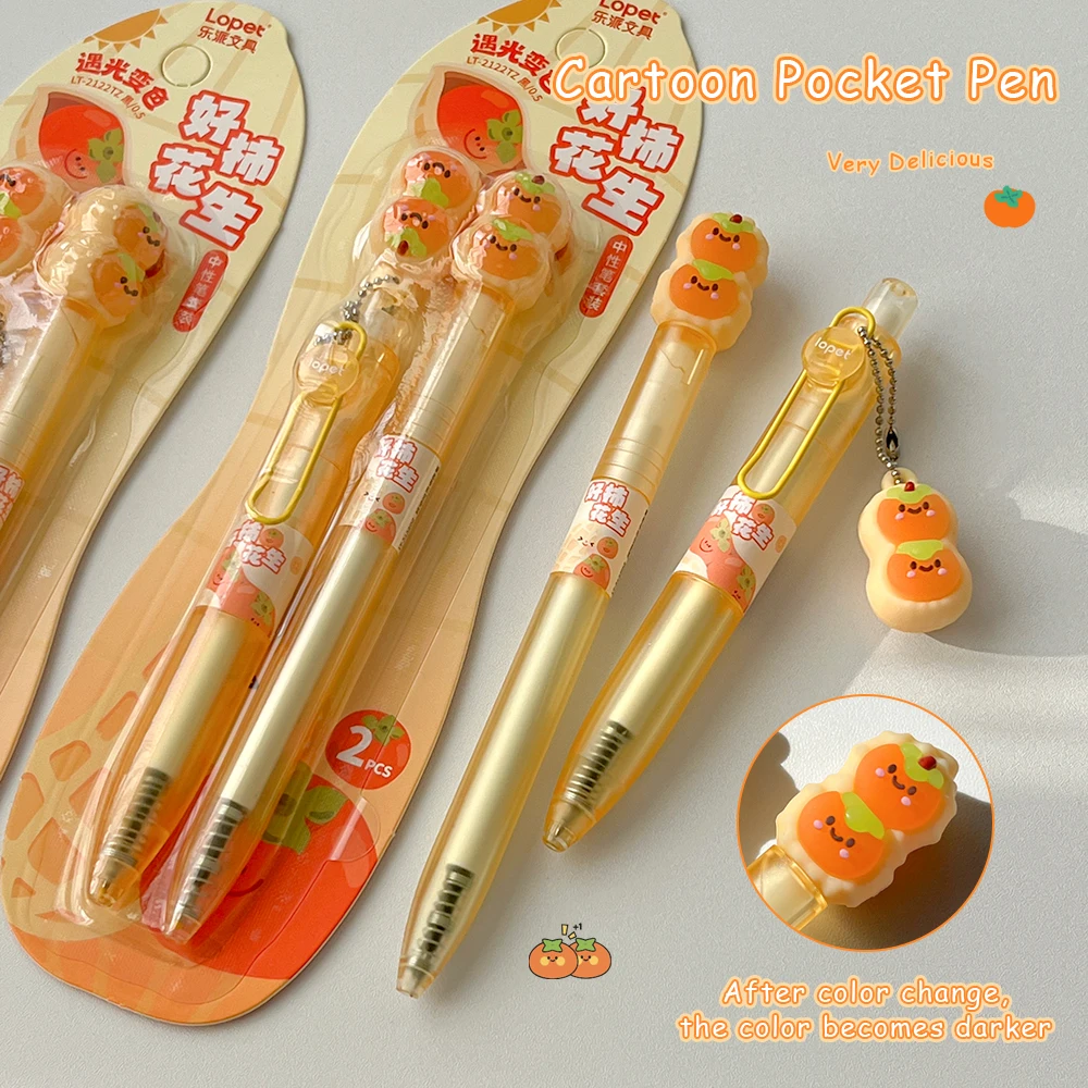 

2 забавные гелевые ручки, меняющие цвет, 0,5 мм, креативные очаровательные карманные ручки в мультяшном стиле