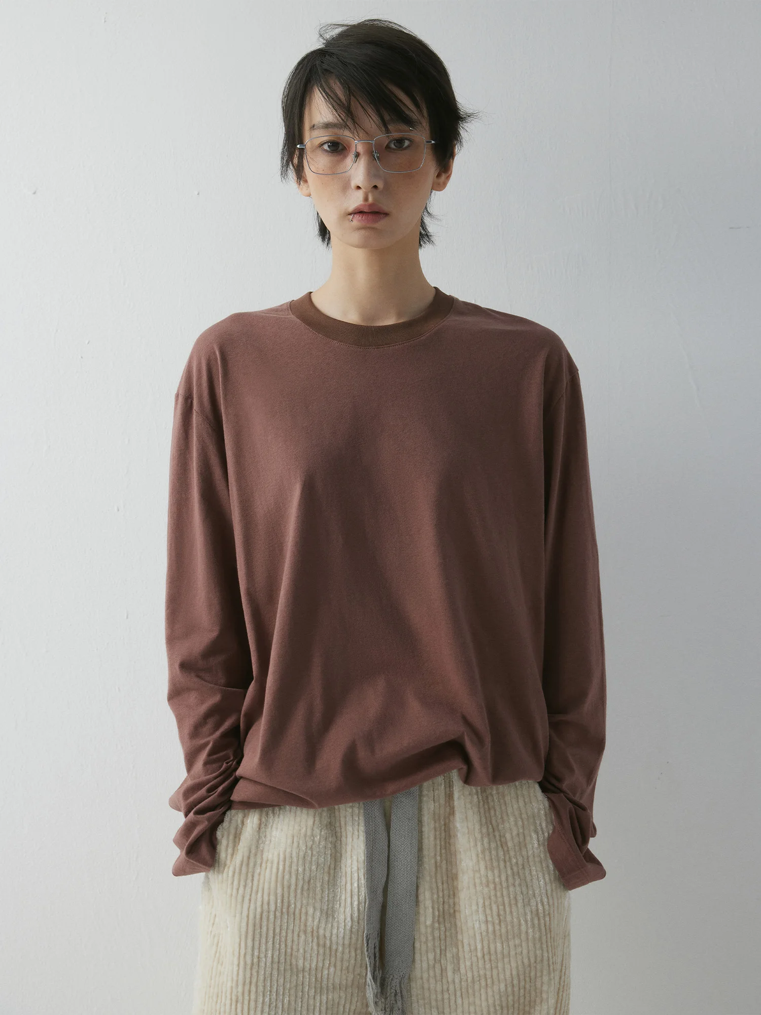 VERMO Comfortable Rare Cotton Fiber T-Shirt Loose Fit Base Layer Top for Autumn Winter Street Style Long Sleeve round Neck