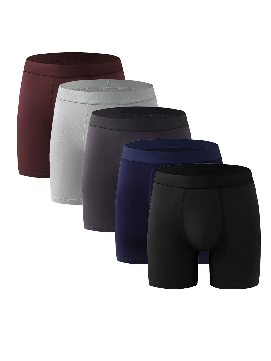 

Men's Bamboo Fiber Boxer Briefs - Single Piece Soft Solid Color Underwear with Seamless Waistband & Contoured Pouch