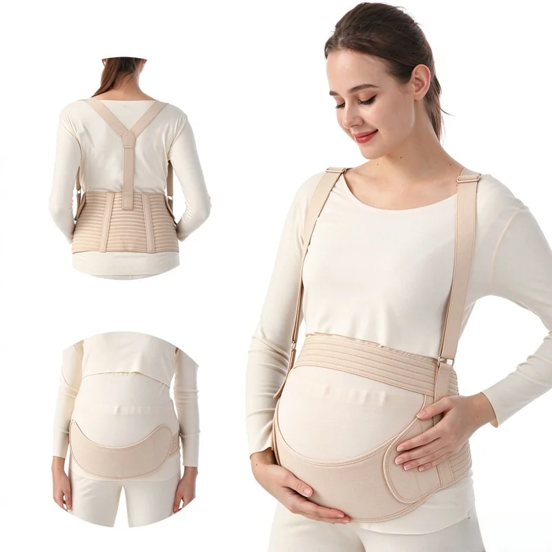 Maternity belly support belt with shoulder straps，Pregnancy support belt for relieving lower back pain，Adjustable maternity supp