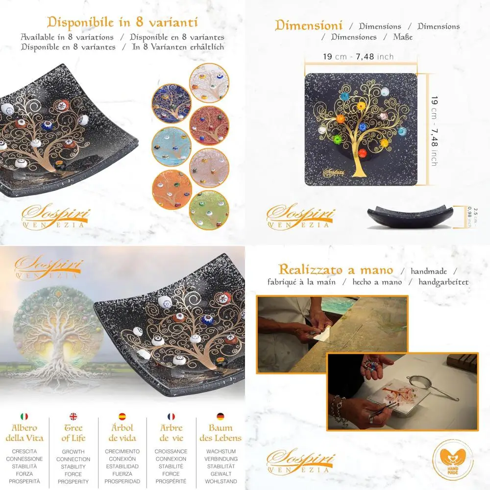 

Декоративная чаша из муранского стекла ручной работы, украшение для дома, акцент для прихожей, 7,5 кв. см.