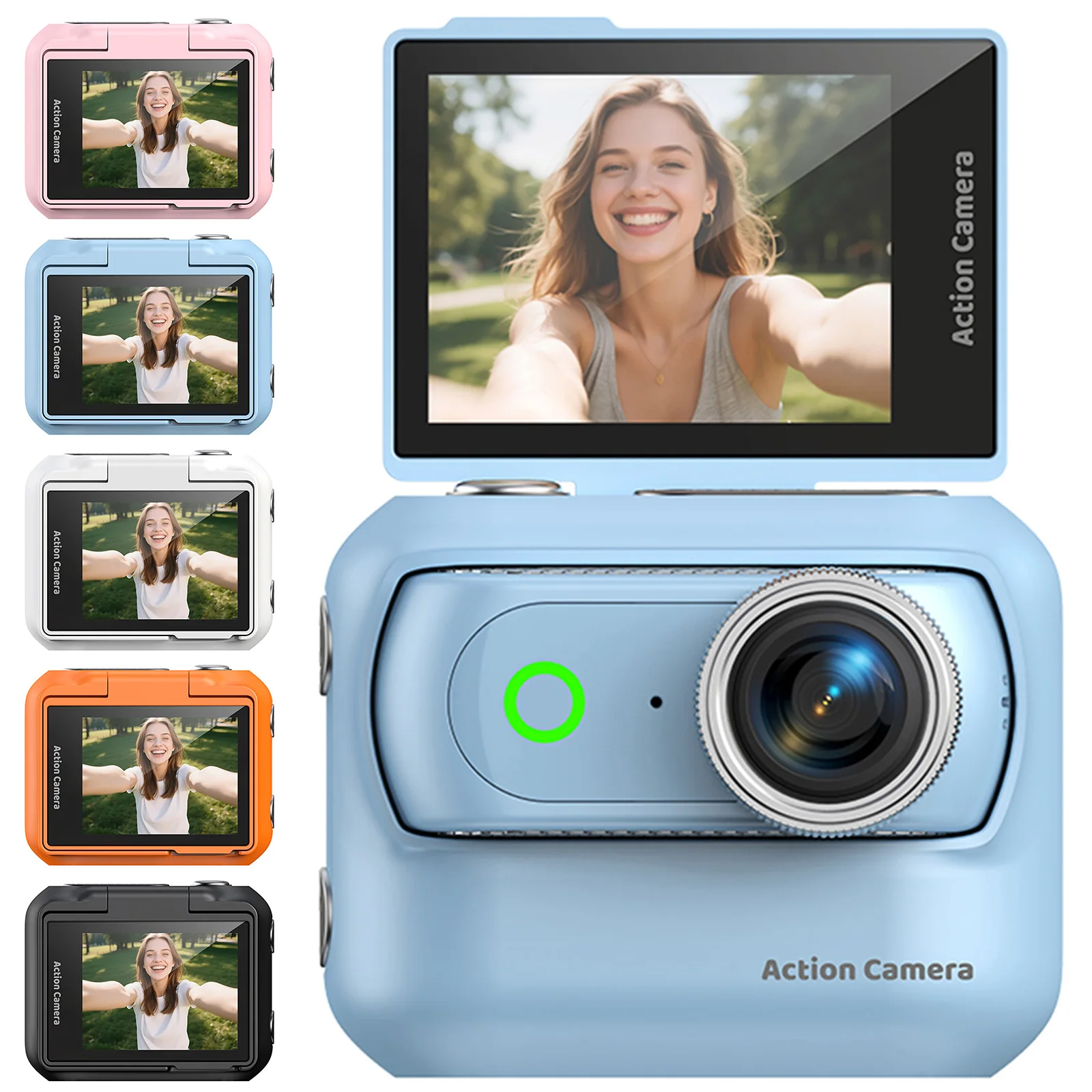 

Compact Panoramic Action Camera With Magnetic Neck Strap Wearable Mini Cam Anti-Shake WiFi Thumb Action Camera For Outdoor Sport