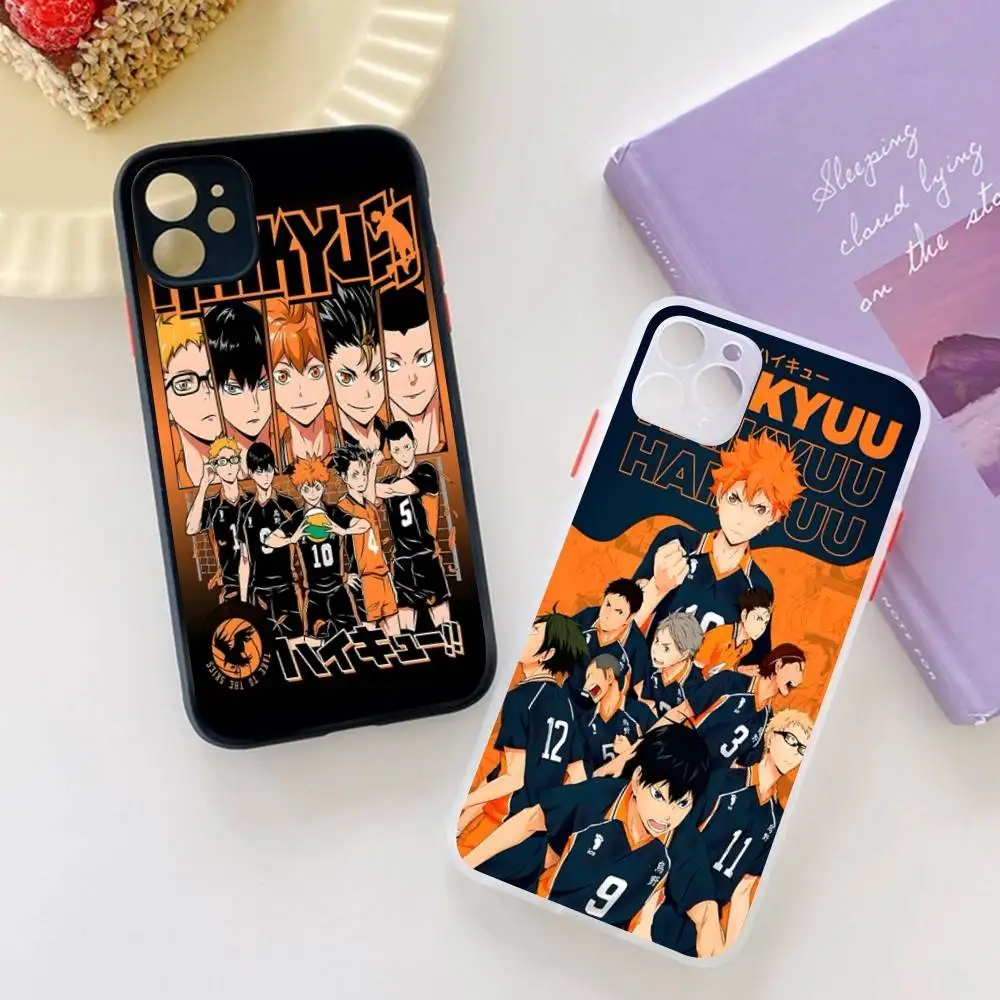 Haikyuu Karasuno الكرة الطائرة أنيمي جراب هاتف آيفون 14 11 12 13 Mini Pro Max 8 7 Plus X XR XS MAX غطاء شفاف غير لامع #3