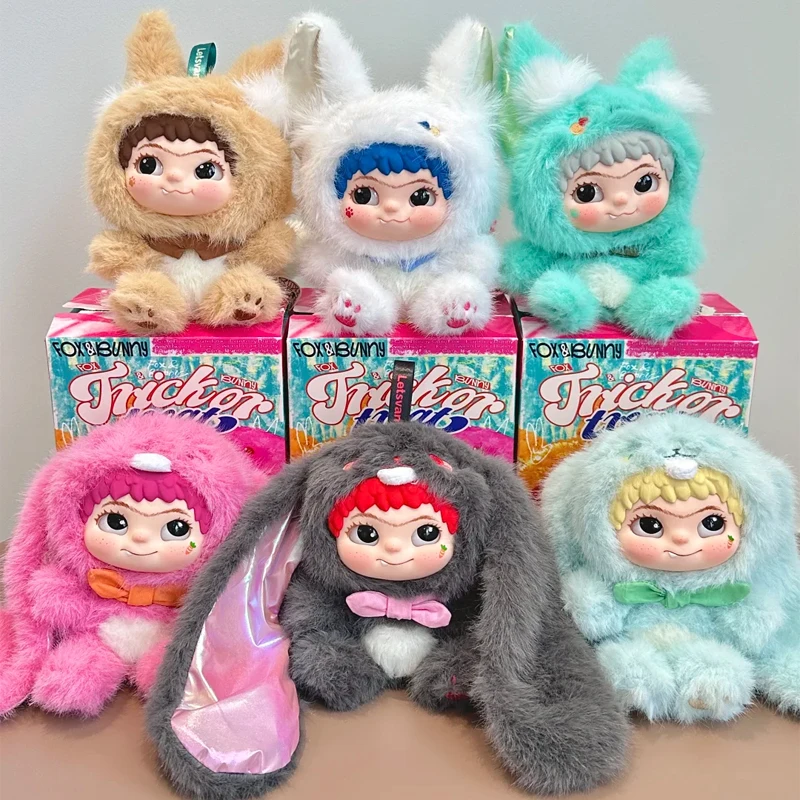 

Wakuku Blind Box Wakuku Fox And Bunny Trick Or Treat Series Blind Doll Vinyl Face Mystery Box Bag Pendant For Collector Gift Toy
