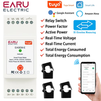 TUYA WiFi Smart Three Phase AC90-480V Bi-Directional Measurement Power Energy kWh Meter Monitor with 3PCS CT Clamps Switch Relay