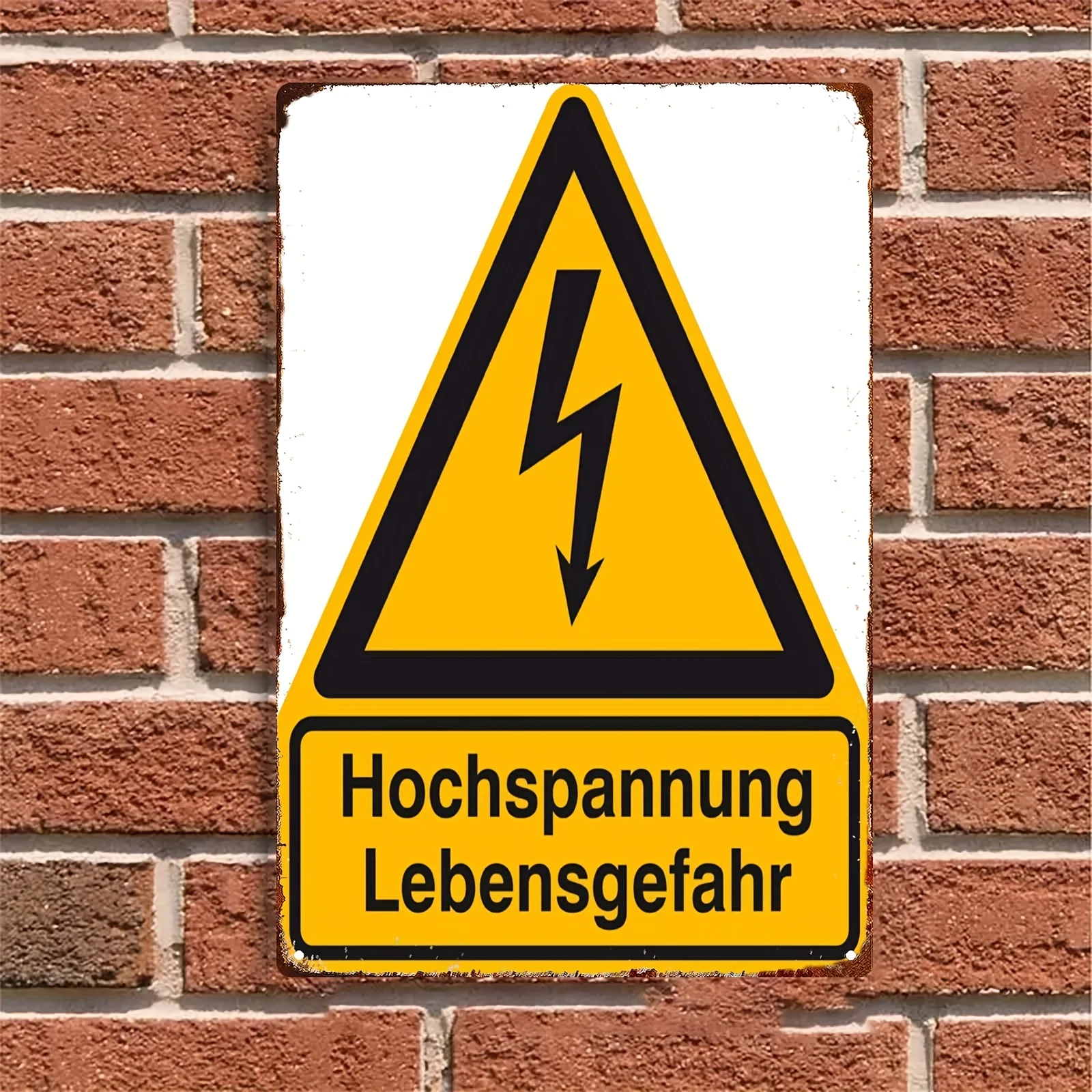 2D-Metallschild, Metall-Warnschild „Gefahr Hochspannung“, 8x12 Zoll für Stromversorgungsanlagen, Umspannwerke, Verteilerkästen, Wandmontage