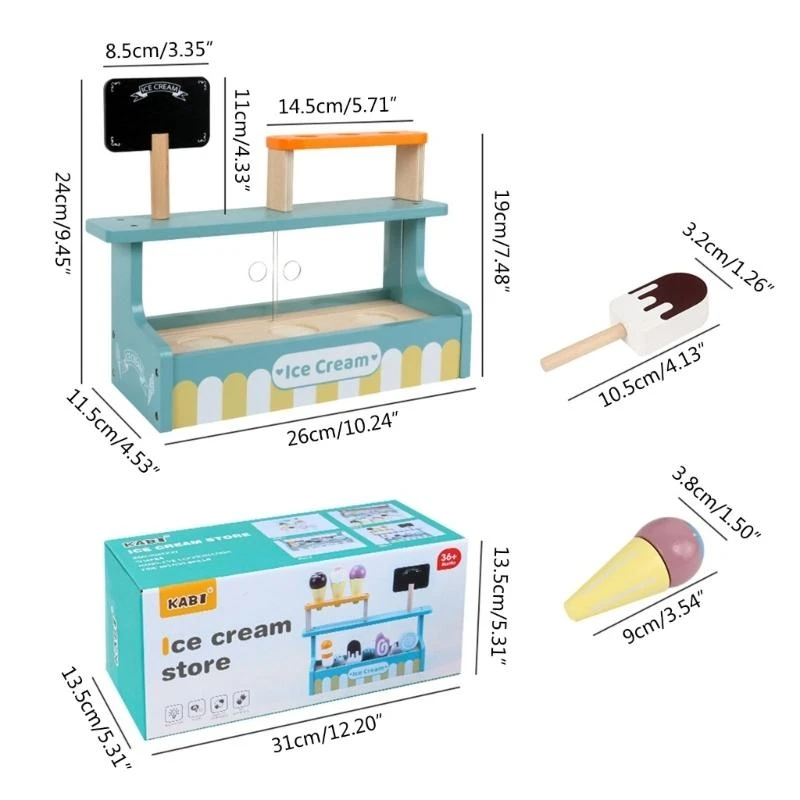 مجموعة ألعاب عربة الآيس كريم شاحنة عربة الآيس كريم مع ملحقات الآيس كريم مجموعة لعب التظاهر للأطفال الصغار هدية للأولاد والبنات 2 #6